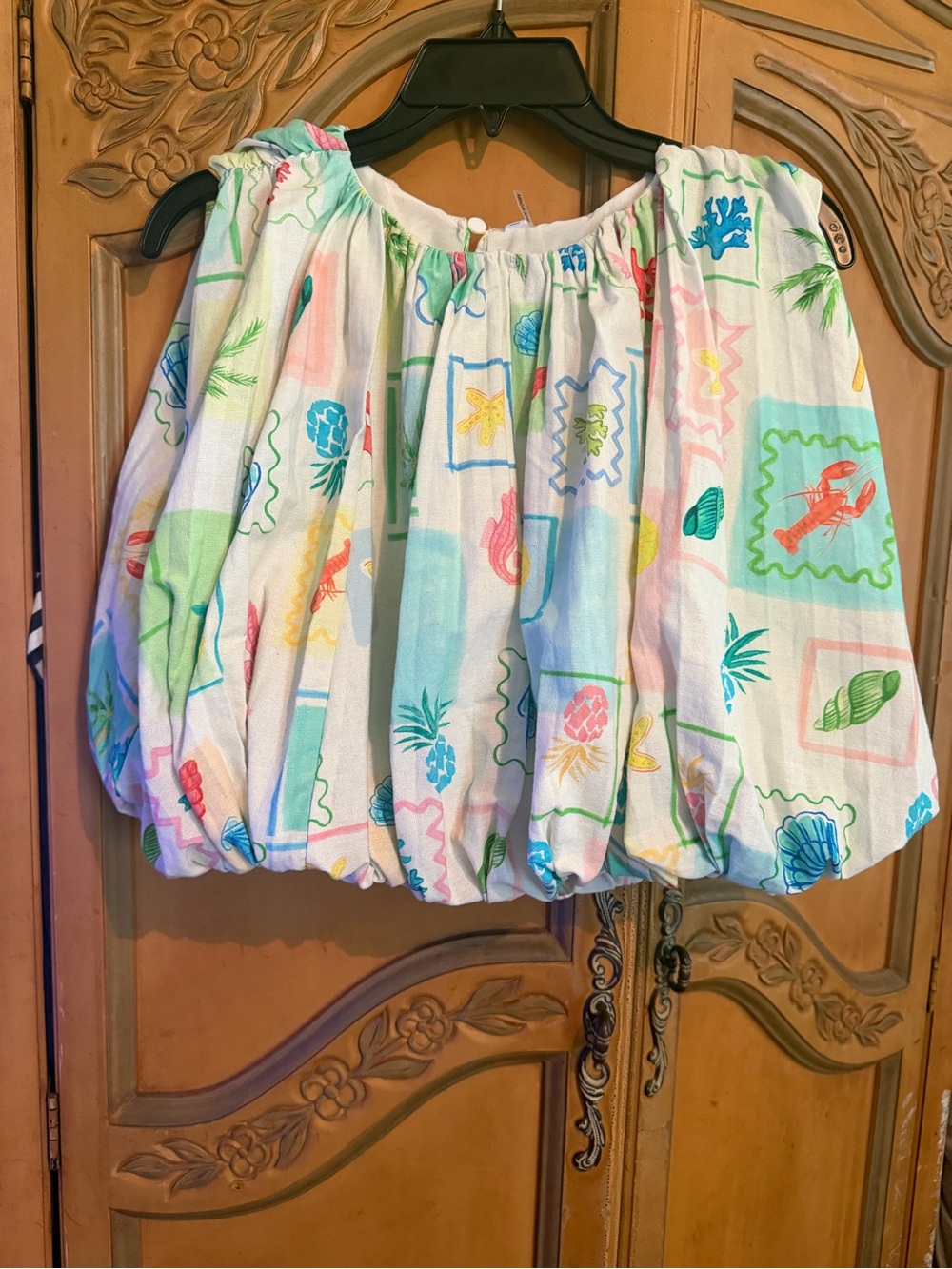 glam Floral Puff Sleeve Top — Mint, Blue, Green